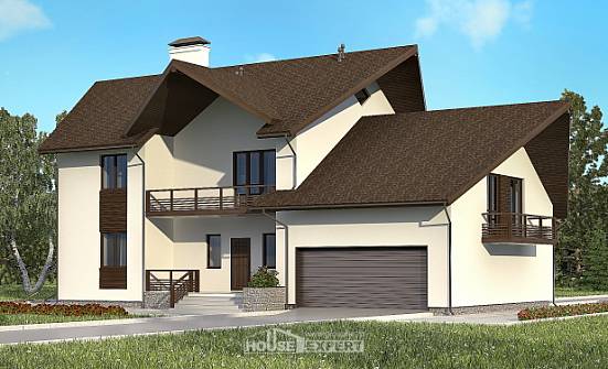 300-002-П Проект двухэтажного дома с мансардным этажом, гараж, уютный дом из пеноблока Пыталово | Проекты домов от House Expert