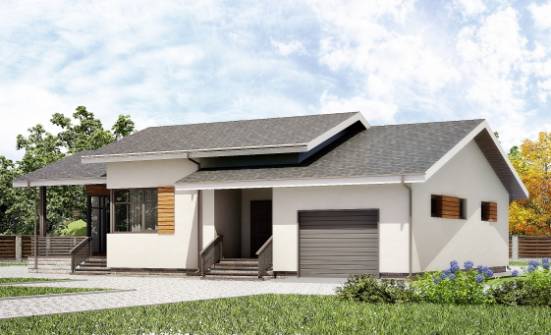 135-002-П Проект одноэтажного дома, гараж, бюджетный дом из блока Невель | Проекты домов от House Expert