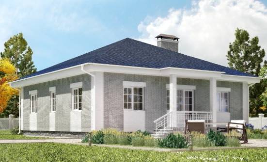 130-002-П Проект одноэтажного дома и гаражом, классический дом из поризованных блоков Невель | Проекты домов от House Expert