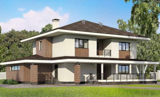 275-002-П Проект двухэтажного дома и гаражом, большой загородный дом из кирпича Пыталово | Проекты домов от House Expert