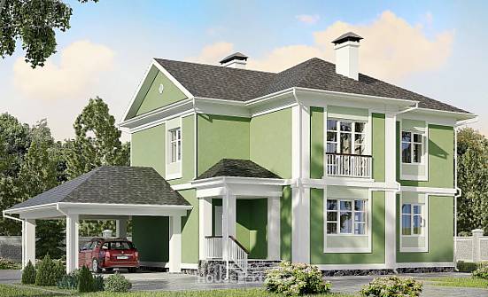170-001-Л Проект двухэтажного дома, гараж, скромный коттедж из блока Пыталово | Проекты домов от House Expert