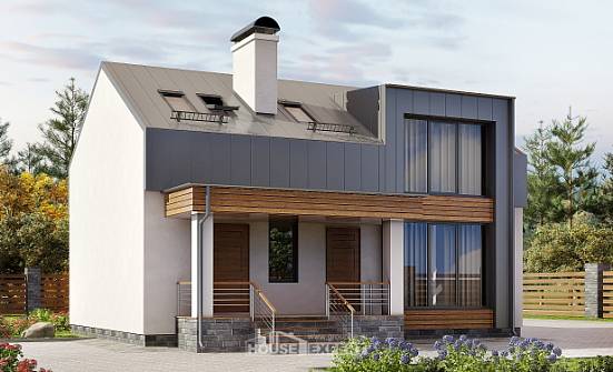 120-004-П Проект двухэтажного дома с мансардным этажом, бюджетный домик из пеноблока Опочка | Проекты домов от House Expert
