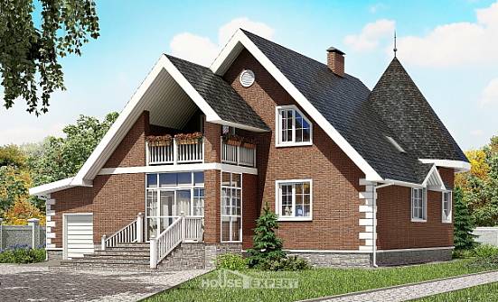 220-002-Л Проект двухэтажного дома с мансардным этажом и гаражом, красивый загородный дом из блока Псков | Проекты домов от House Expert