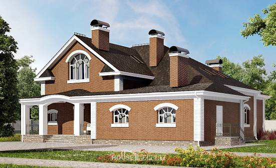400-003-П Проект двухэтажного дома с мансардным этажом, уютный коттедж из пеноблока Опочка | Проекты домов от House Expert