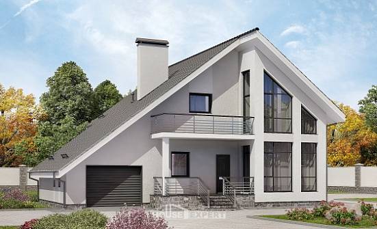 200-007-Л Проект двухэтажного дома с мансардным этажом, гараж, современный домик из твинблока Невель | Проекты домов от House Expert