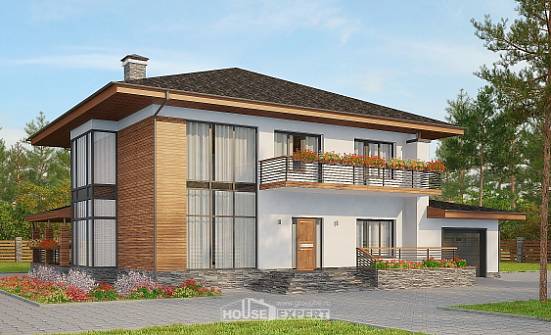 305-001-П Проект двухэтажного дома, гараж, красивый загородный дом из блока Пыталово | Проекты домов от House Expert