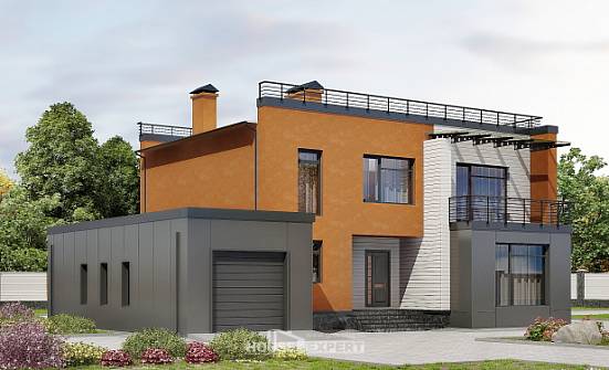 260-002-Л Проект двухэтажного дома, гараж, огромный домик из поризованных блоков Псков | Проекты домов от House Expert