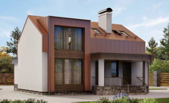 120-004-Л Проект двухэтажного дома с мансардным этажом, простой загородный дом из газосиликатных блоков Великие Луки | Проекты домов от House Expert