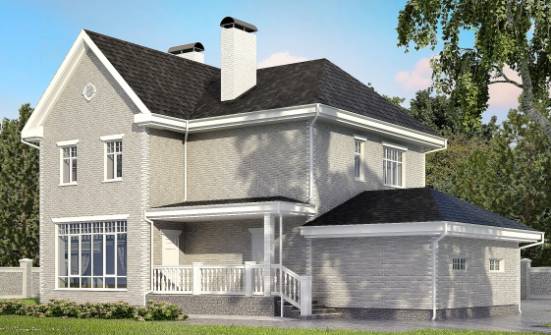 190-001-Л Проект двухэтажного дома и гаражом, уютный коттедж из кирпича Пыталово | Проекты домов от House Expert