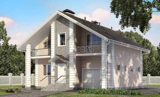 150-002-П Проект двухэтажного дома мансардой и гаражом, классический домик из пеноблока Опочка | Проекты домов от House Expert