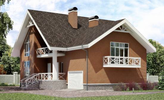 215-001-П Проект двухэтажного дома с мансардой, гараж, простой домик из теплоблока Великие Луки | Проекты домов от House Expert