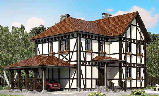 180-004-Л Проект двухэтажного дома с мансардой, гараж, скромный загородный дом из кирпича Невель | Проекты домов от House Expert