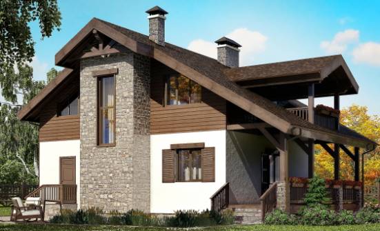 150-004-Л Проект двухэтажного дома мансардой, классический дом из твинблока Невель | Проекты домов от House Expert