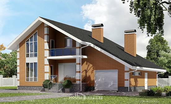 190-006-П Проект двухэтажного дома с мансардой, гараж, простой загородный дом из твинблока Великие Луки | Проекты домов от House Expert