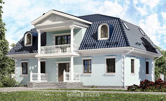210-004-Л Проект двухэтажного дома с мансардным этажом, красивый домик из газосиликатных блоков Псков | Проекты домов от House Expert