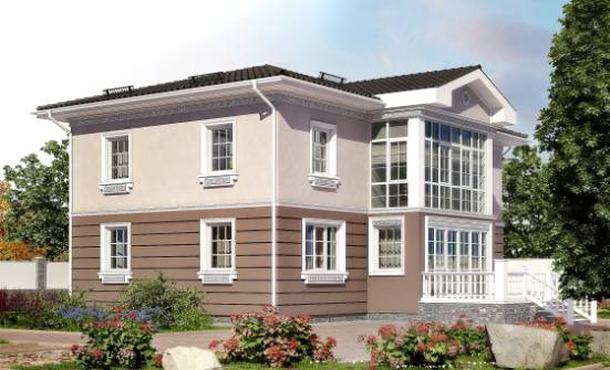 210-005-П Проект двухэтажного дома, красивый коттедж из блока Пыталово | Проекты домов от House Expert