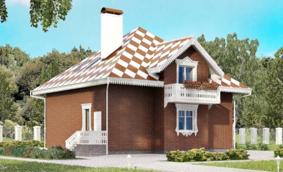 155-003-Л Проект двухэтажного дома с мансардой, гараж, простой дом из бризолита Псков | Проекты домов от House Expert