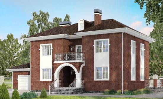 180-006-Л Проект двухэтажного дома, гараж, простой коттедж из кирпича Пыталово | Проекты домов от House Expert