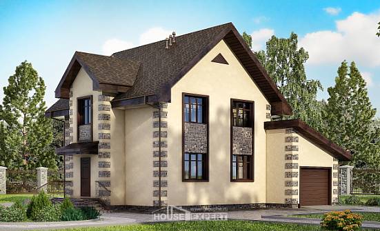 160-004-П Проект двухэтажного дома, гараж, компактный домик из пеноблока Опочка | Проекты домов от House Expert