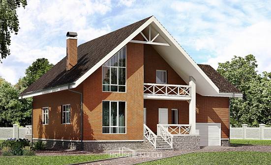 215-001-П Проект двухэтажного дома с мансардой, гараж, простой домик из теплоблока Великие Луки | Проекты домов от House Expert