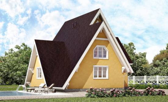 155-008-П Проект двухэтажного дома мансардой, бюджетный дом из бревен Пыталово | Проекты домов от House Expert