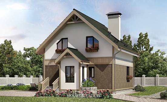 105-001-Л Проект двухэтажного дома с мансардой, бюджетный коттедж из бризолита Пыталово | Проекты домов от House Expert