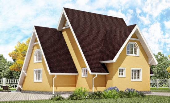 155-008-П Проект двухэтажного дома мансардой, бюджетный дом из бревен Пыталово | Проекты домов от House Expert