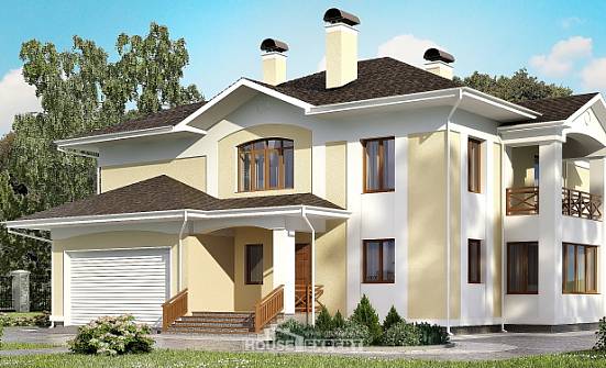 375-002-Л Проект двухэтажного дома и гаражом, большой загородный дом из кирпича Псков | Проекты домов от House Expert