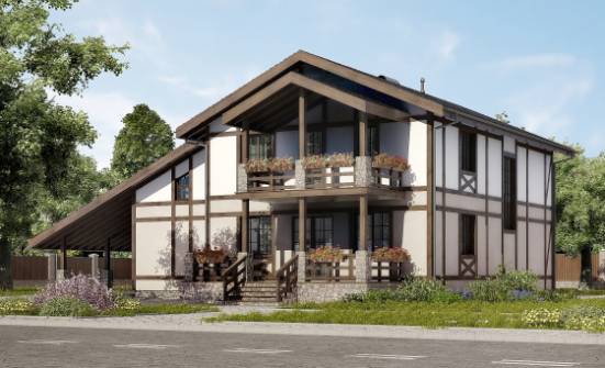 250-002-П Проект двухэтажного дома с мансардой и гаражом, красивый загородный дом из кирпича Пыталово | Проекты домов от House Expert