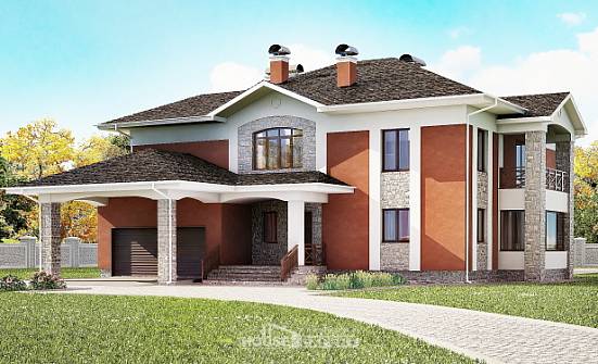 400-002-Л Проект двухэтажного дома, гараж, классический загородный дом из кирпича Пыталово | Проекты домов от House Expert