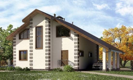 150-003-Л Проект двухэтажного дома с мансардным этажом, гараж, современный загородный дом из дерева Псков | Проекты домов от House Expert