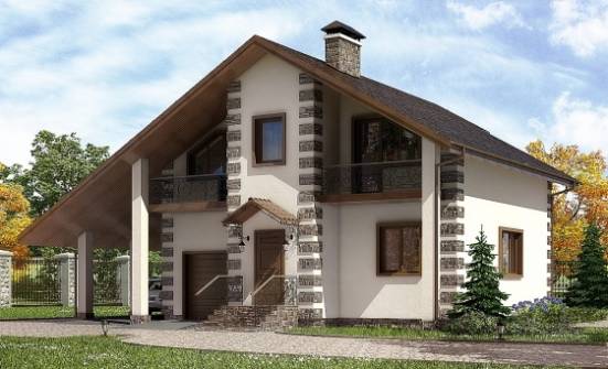 150-003-Л Проект двухэтажного дома с мансардным этажом, гараж, современный загородный дом из дерева Псков | Проекты домов от House Expert