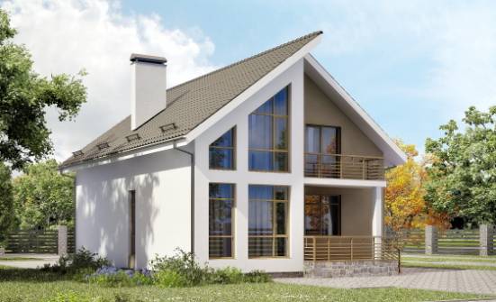 170-006-Л Проект двухэтажного дома с мансардой, экономичный домик из газобетона Невель | Проекты домов от House Expert