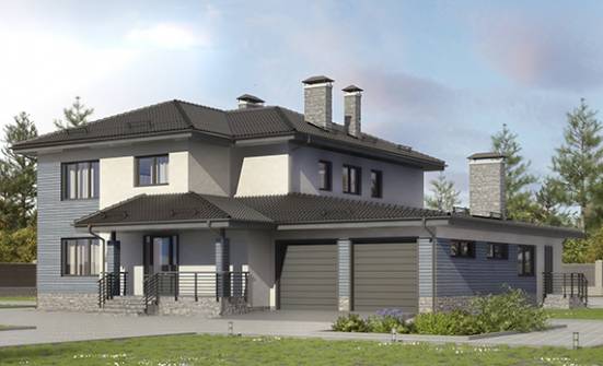340-005-П Проект двухэтажного дома и гаражом, большой домик из газосиликатных блоков Невель | Проекты домов от House Expert
