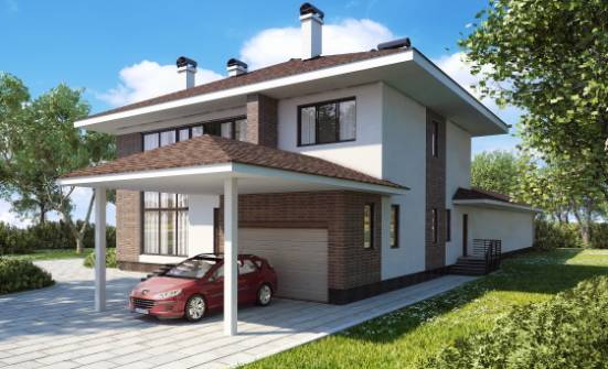 340-001-П Проект двухэтажного дома и гаражом, красивый дом из кирпича Пыталово | Проекты домов от House Expert