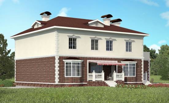 380-001-Л Проект двухэтажного дома и гаражом, классический дом из кирпича Великие Луки | Проекты домов от House Expert