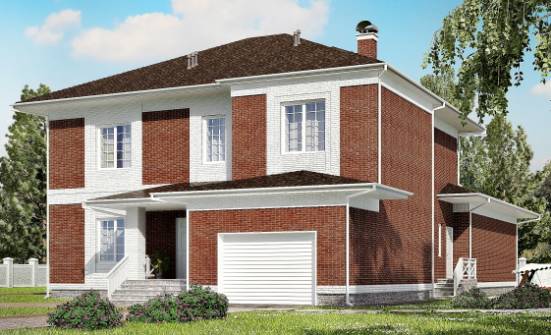 315-001-П Проект двухэтажного дома и гаражом, современный домик из кирпича Пыталово | Проекты домов от House Expert