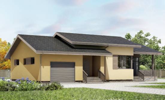 135-002-Л Проект одноэтажного дома, гараж, бюджетный домик из блока Пыталово | Проекты одноэтажных домов от House Expert
