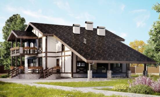250-002-Л Проект двухэтажного дома мансардой и гаражом, классический дом из кирпича Невель | Проекты домов от House Expert