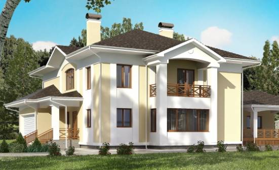 375-002-Л Проект двухэтажного дома и гаражом, большой загородный дом из кирпича Псков | Проекты домов от House Expert