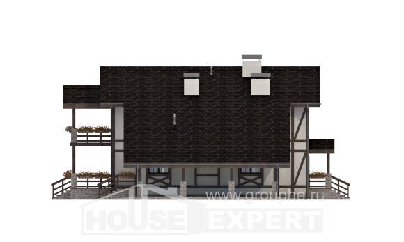 250-002-Л Проект двухэтажного дома мансардный этаж, гараж, современный коттедж из кирпича Пыталово, House Expert