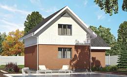 120-002-Л Проект двухэтажного дома с мансардой и гаражом, красивый коттедж из теплоблока Невель, House Expert