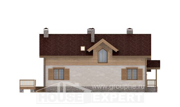 165-002-П Проект двухэтажного дома мансардой, гараж, бюджетный коттедж из блока Невель, House Expert