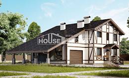 250-002-Л Проект двухэтажного дома с мансардой, гараж, классический коттедж из кирпича Невель, House Expert