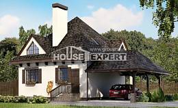 110-002-Л Проект двухэтажного дома мансардой и гаражом, простой загородный дом из поризованных блоков Пыталово, House Expert
