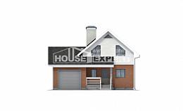 120-002-Л Проект двухэтажного дома мансардный этаж и гаражом, бюджетный домик из блока Великие Луки, House Expert
