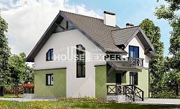 120-003-П Проект двухэтажного дома с мансардным этажом, простой загородный дом из теплоблока Псков, House Expert