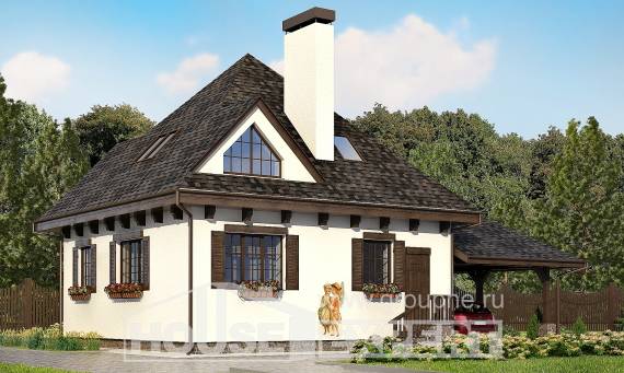 110-002-Л Проект двухэтажного дома с мансардой и гаражом, бюджетный домик из поризованных блоков Псков, House Expert
