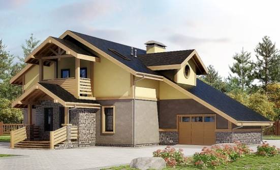 180-011-П Проект двухэтажного дома с мансардой, гараж, уютный домик из поризованных блоков, Невель