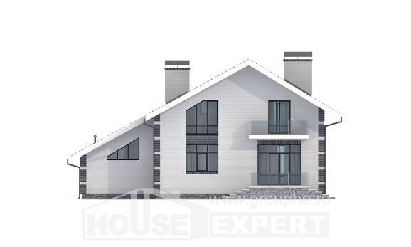 180-001-П Проект двухэтажного дома мансардой и гаражом, экономичный коттедж из бризолита, Невель